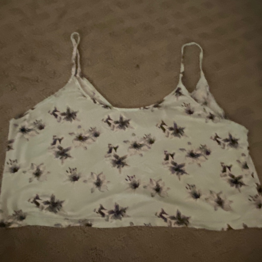 Blue Floral crop tank top